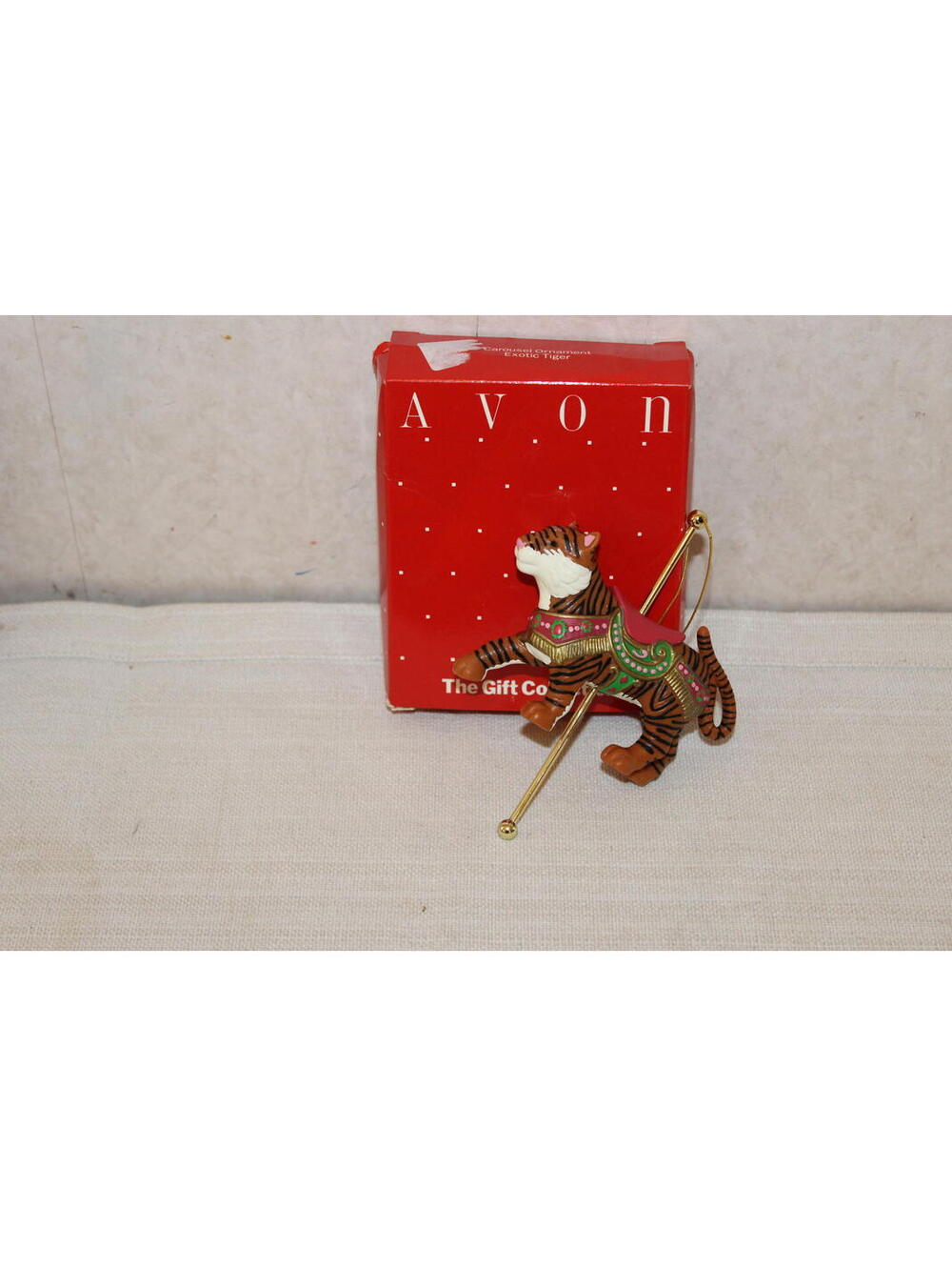 Vintage NEW Avon Carousel Ornament Exotic Tiger